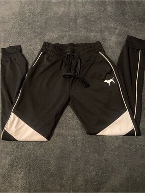 PINK Victoria's Secret Black Sweatpants with White Panels